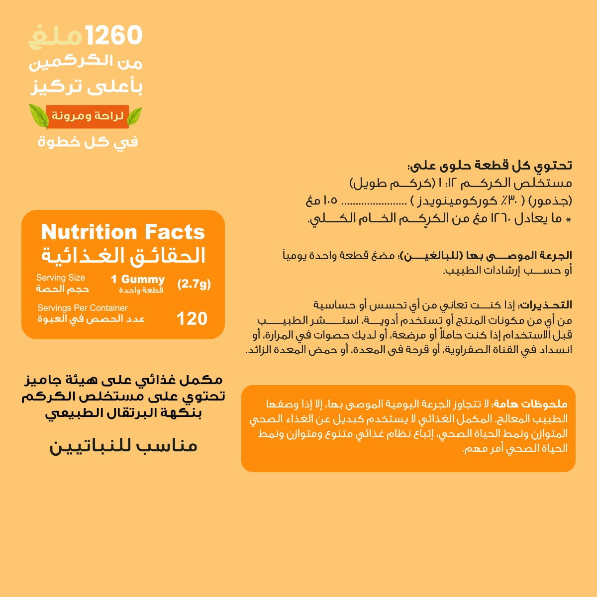 هوليستا | كوركومين 1260 مغ كركم 120 جاميز