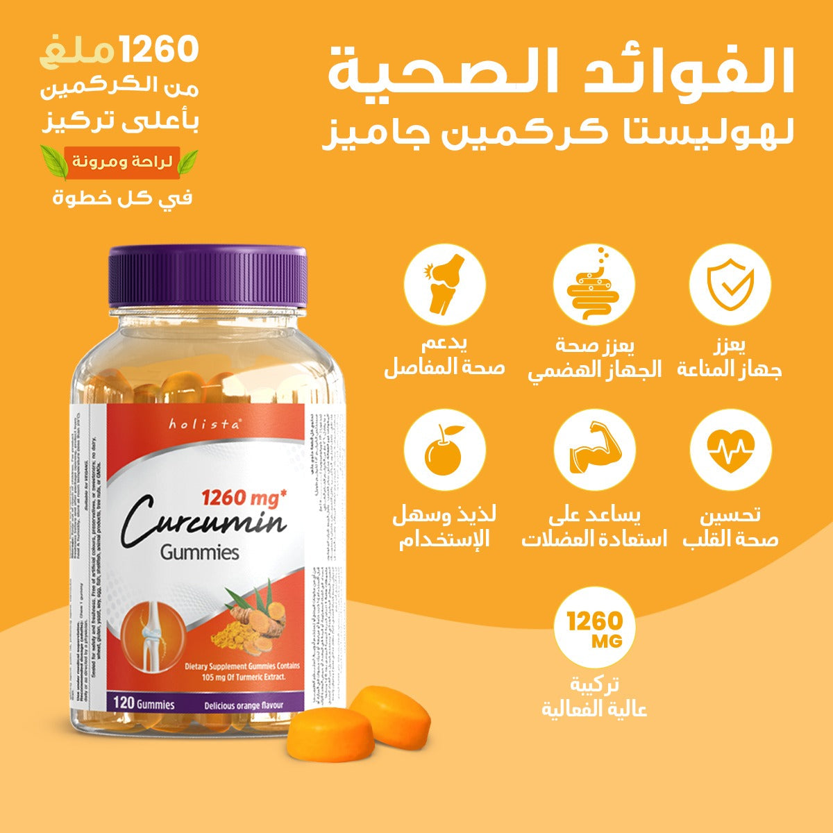 هوليستا | كوركومين 1260 مغ كركم 120 جاميز