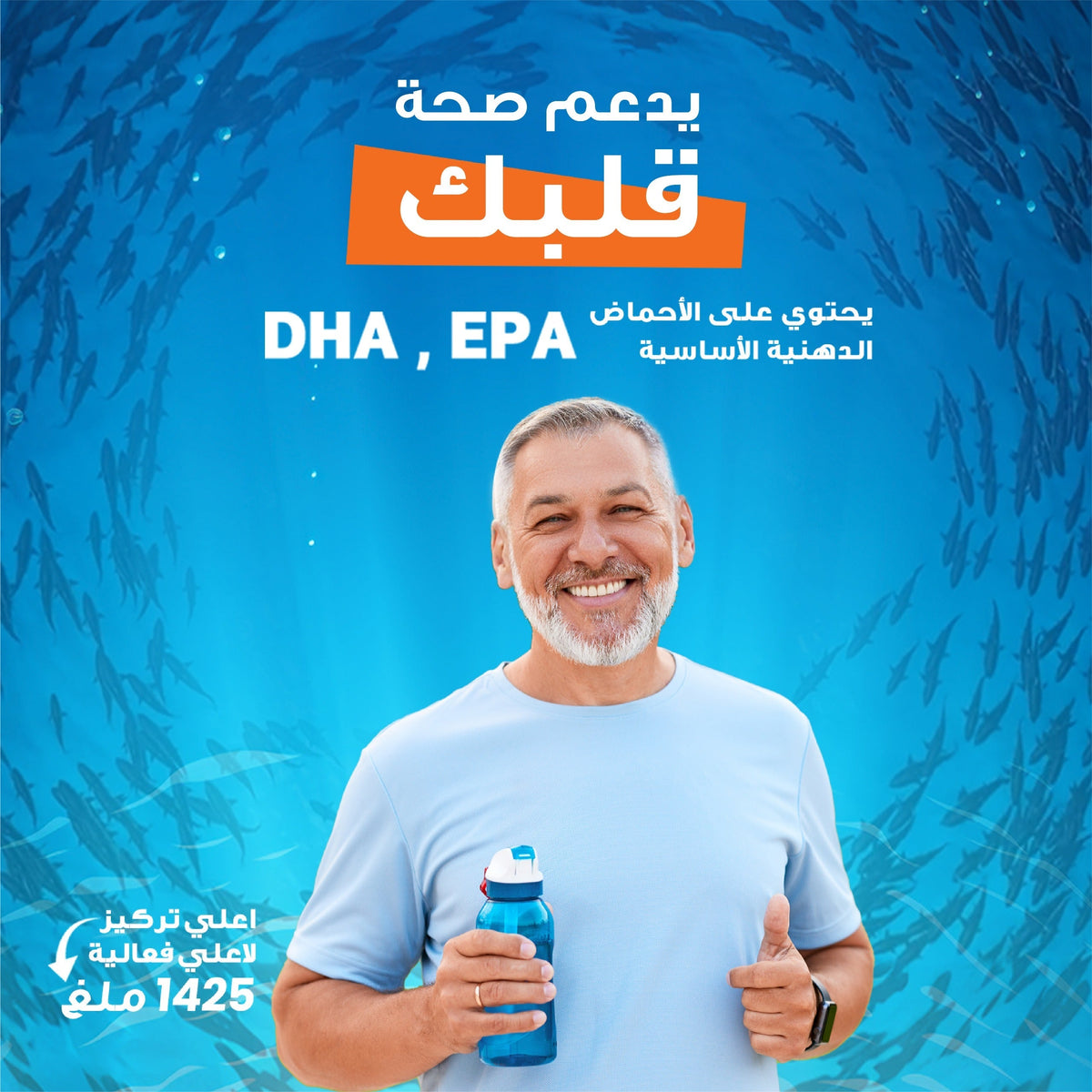 هوليستا | أوميجا ٣ ١٤٢٥مغ  زيت السمك ٨٠ كبسولة جيلاتينية