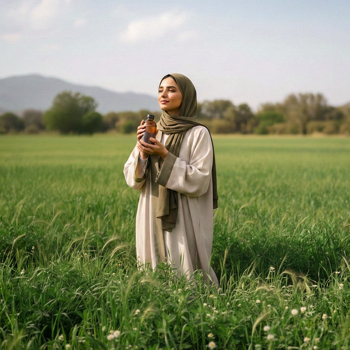 نسيم العشب الأخضر - مجموعة حجر ديكور وزيت عطري 15 مل